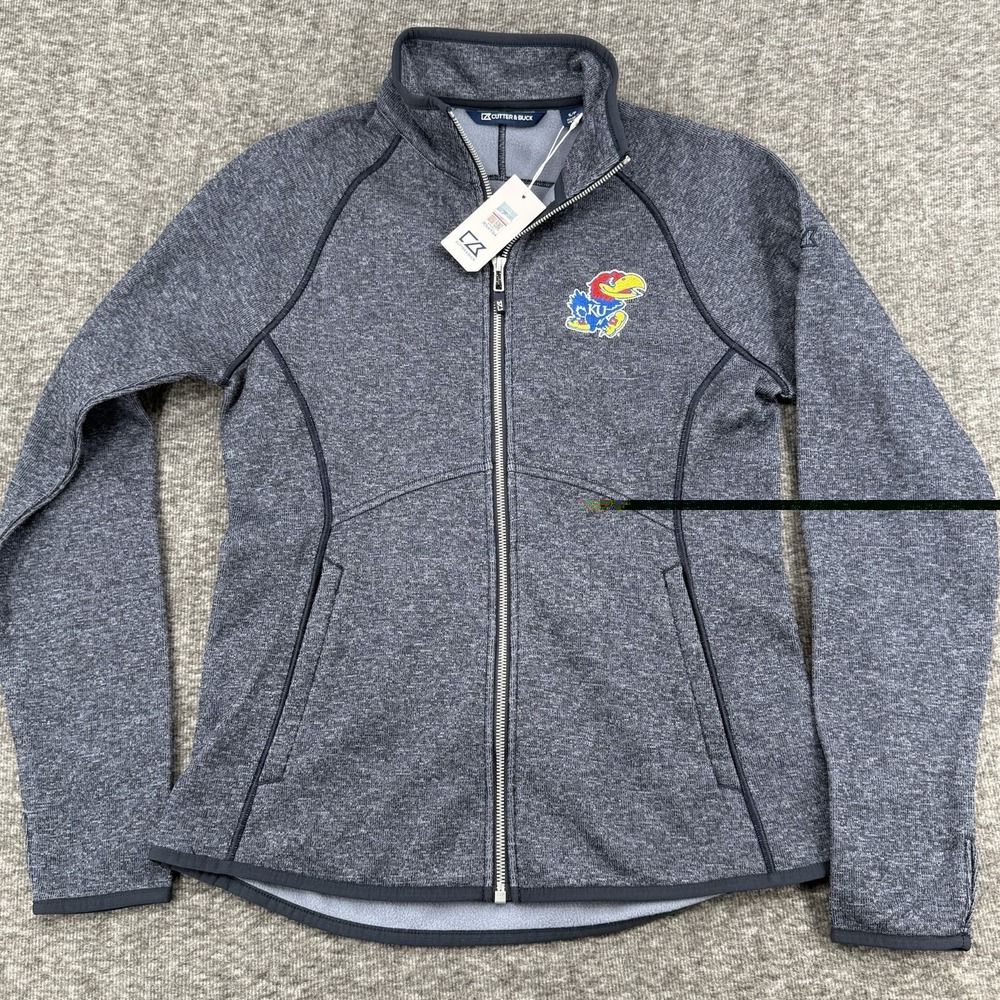Cutter and Buck Kansas Jayhawks Womens Sweater Fleece Jacket Small New With Tags